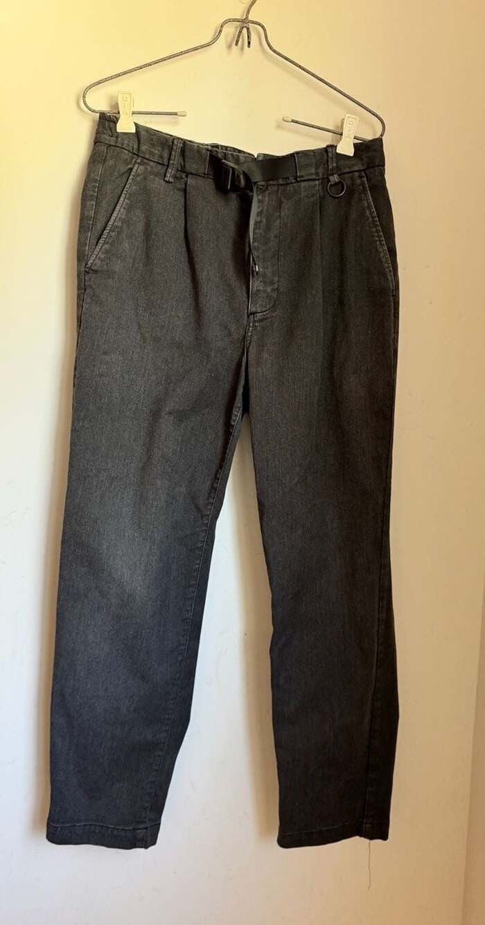 Saturdays New York City Black Denim Pleated Trousers with Belt